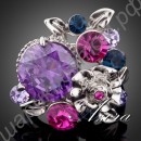 Кольцо Flower Ring Unique Design Platinum Plated Multicolor SWA ELEMENTS Austrian Crystal
